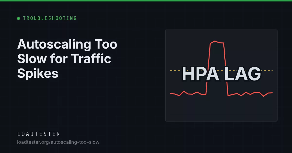 Chart of incoming requests per second jumping instantly while autoscaled capacity climbs in delayed steps, with the gap shaded as backlog.