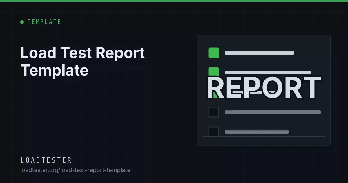 Load test report page with a pass-with-conditions verdict, a results versus thresholds table and a latency chart
